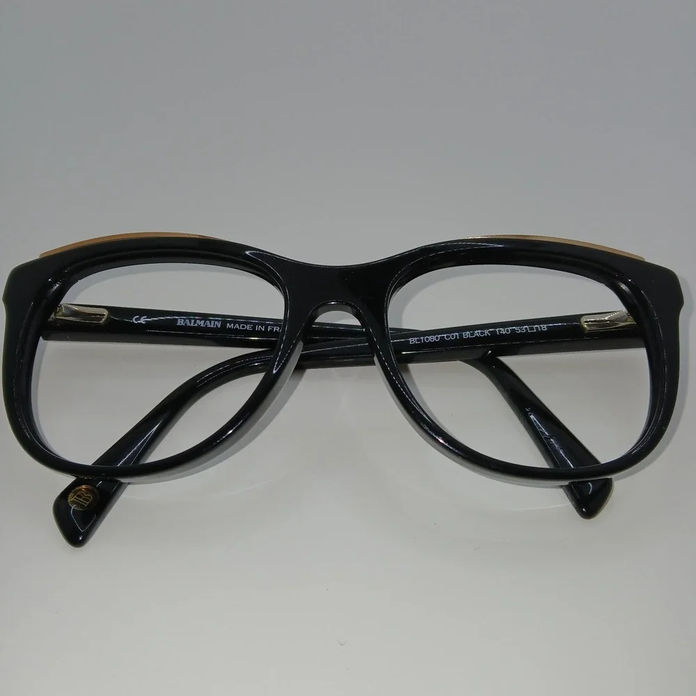 Balmain BL1080 C01 Unisex Eyeglasses Frame Black Cat Eye Full Rim 53-18-140 mm